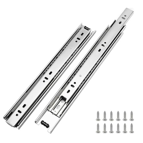 LONTAN 1 Pair Side Mount Drawer Slides 12 Inch Heavy Duty Cabinet Rails - color: Silver, size: 12 Inch - Drawer Slide