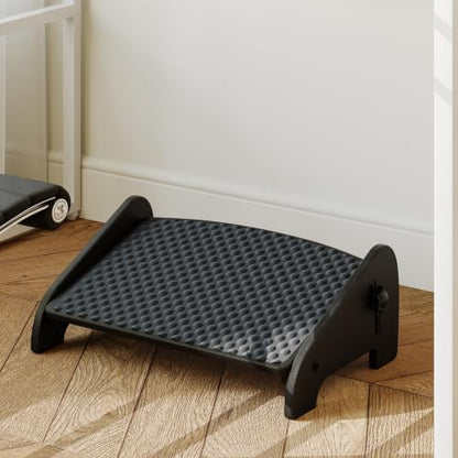 Foot Rest Under Desk, Bamboo Ergonomic Office Foot Stool - color: Black