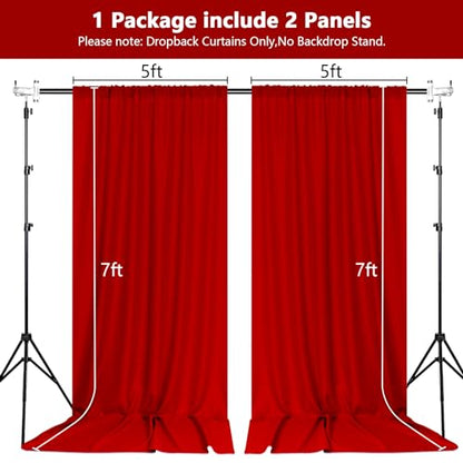 MEETSKY Blue Backdrop Curtains,Birthday Backdrop Drapes,5ft x 7ft,2 Panels - color: Red, size: 60"W x 84"L (Pack of 2)