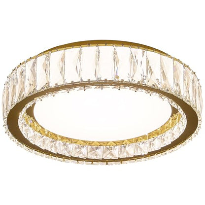 15 Inch Gold Dimmable Crystal LED Flush Mount Ceiling Light - color: Gold, size: 15 Inch