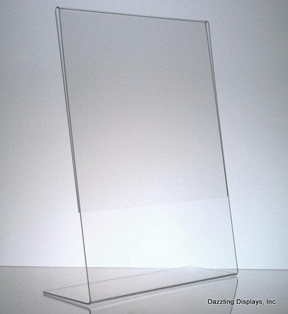 Dazzling Displays Clear Acrylic Slanted Sign Holder 8.5 x 11 - Slanted Picture Frame Premium Acrylic Sign Holder for Office, Retail, Tradeshows Single