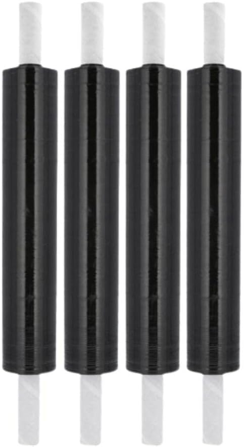 PSBM Dark Black Stretch Wrap with Handles, 8 Rolls 20 Inch x 1000 Feet 80 Gauge Heavy Duty Clear Plastic Wrap Industrial Strength Shrink Film for Moving, Packing & Shipping - size: 8 Rolls, style: Black