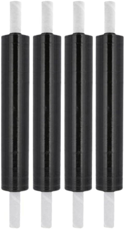 PSBM Dark Black Stretch Wrap with Handles, 8 Rolls 20 Inch x 1000 Feet 80 Gauge Heavy Duty Clear Plastic Wrap Industrial Strength Shrink Film for Moving, Packing & Shipping - size: 8 Rolls, style: Black