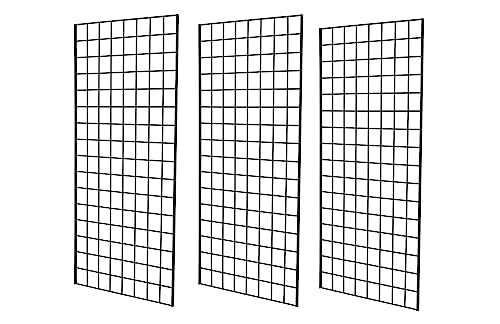 Commercial Grade Gridwall Panels – Heavy Duty Grid Panel for Any Retail Display, 2’ Width x 4’ Height, 3 Gridwall Panels Per Carton (Black Finish) - color: Black, size: 2'x4' (Pack of 3)