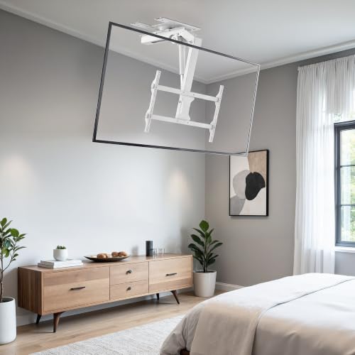VIVO Swivel Electric Ceiling TV Mount, 37-86 in Screens, MOUNT-E-FD85S-W - color: White, size: 37" to 86" TVs