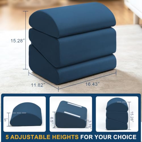 Under Desk Foot Rest, 6-in-1 Ergonomic Footrest, 5 Adjustable Heights-Blue - color: Blue