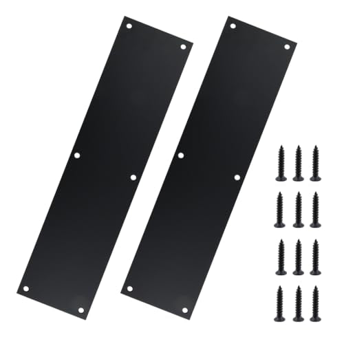 2pcs Door Push Plates Black Stainless Steel Door Kick Plates 15" x 3.5" Rectangle Push Doorplate for Interior and Exterior Doors, with Screws - size: 15" x 3.5"