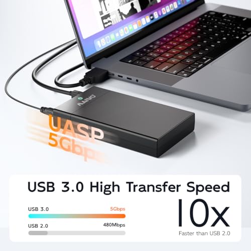 MAIWO External Hard Drive Enclosure for 3.5 2.5 Inch SATA HDD SSD, USB 3.0 to SATA Converter Case Reader with 12V 2A Power Adapter, Tool-Free, Support 24TB HDD & UASP