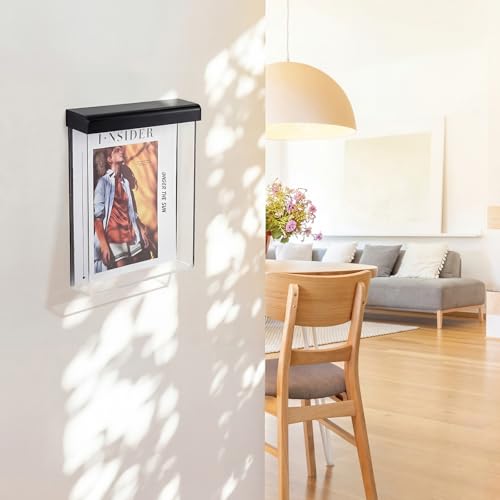 4 Pcs Outdoor Brochure Holder Flyer Box Wall Mount 8.5 X 11'', Black - color: Black