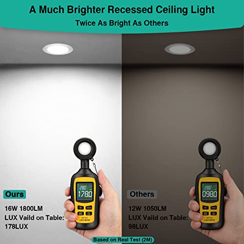 HiBay 6in 4-Pack LED Recessed Lighting with J-Box, 1800lm 5000K, Dimmable - color: 5000K, size: 4 Pack