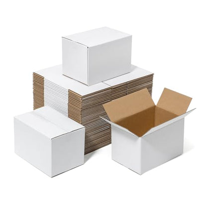Mefleet 6x4x4" Small Shipping Boxes 100 Pack Corrugated Cardboard Box White - size: 6x4x4 inches (100 Pack)