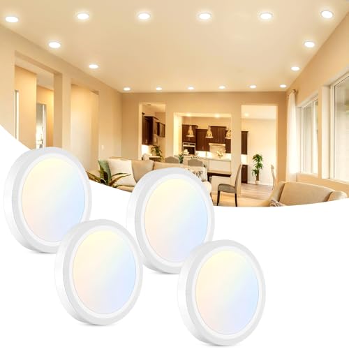 libtit 4Pack 4.7 Inch Small LED Ceiling Lights Flush Mount, 3000K 4000K 6500K Adjustable, 7W 700LM White Round Disk Light Fixture for Closet Basement Bathroom Hallway Kitchen Office Garage - color: White, size: 4.7In-4Pack