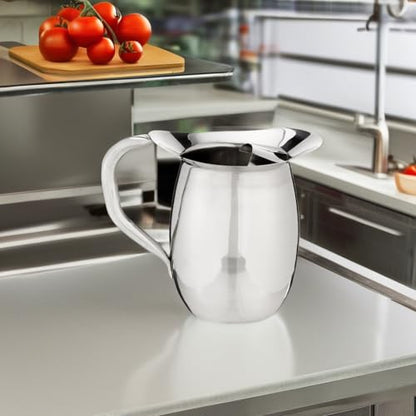 Winco WPB-2C Deluxe Bell Pitcher with Ice Catcher, 2-Quart, Stainless Steel, Medium - size: 64 Ounces, style: Ice Catcher