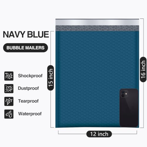 UCGOU Large Bubble Mailers 12x16" 25 Pack Usable Size 12x15" Navy Blue - color: Navy Blue, size: 12x16" 25PC