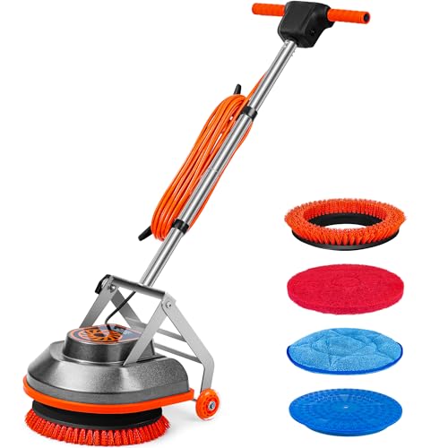 HHQ 15" Floor Buffer Machine, Commercial Floor Scrubber Machine with Brushes and Pads, Heavy Duty Floor Cleaner and Polisher- Deep Clean and Polish Your Floors with Ease