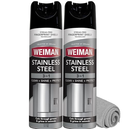 Weiman Stainless Steel Cleaner & Polish Kit, 2 Pack Aerosol & Cloth - size: 34 Ounce (Pack of 1)