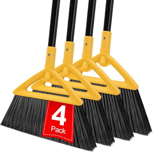 Heavy Duty Yellow Angle Broom with Long Handle - 4 Pack - color: 4pack Yellow
