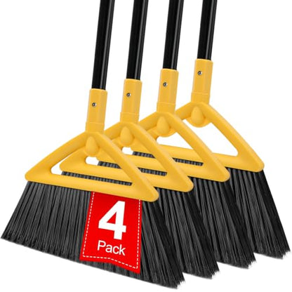 Heavy Duty Yellow Angle Broom with Long Handle - 4 Pack - color: 4pack Yellow