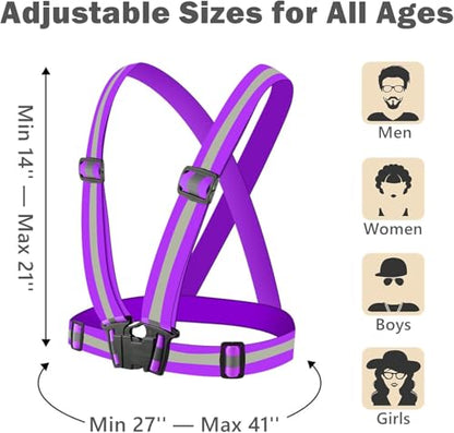 Reflective Strap Safety Vest Gear - 2-10 Pack Adjustable High Visible Reflective Running Gear for Women Men Night - color: Greenx5+orangex5