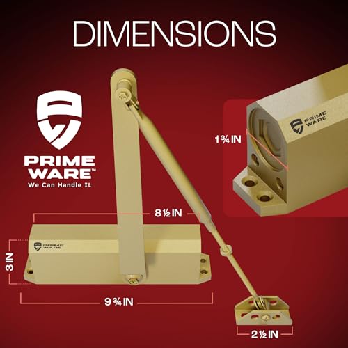 PrimeWare DC-600 Adjustable Automatic Door Closers for Home | Soft Close, No Slam | Residential and Commercial Door Closer | Level 1-6 | for Doors Weighing 30-300 lbs | Hydraulic Door Spring - Gold - size: Level 1-6, style: Gold