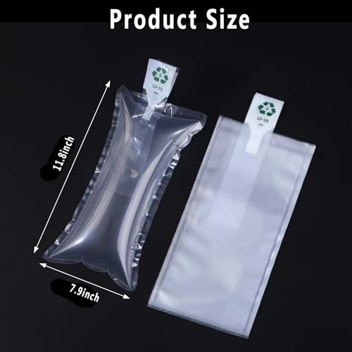 100 Count Inflatable Air Pillows for Shipping, Self-Sealing Packaging Air Bags, PE/PA Box Filler & Void Fill for Moving, Eco-Friendly Alternative to Packing Peanuts with Manual Pump (7.9x11.8 inch) - size: 7.9x11.8 inch