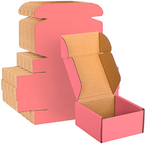 Pink Cardboard Corrugated Boxes - 4x4x2, 30 Pack Small Shipping Boxes for Mailing & Packaging - color: Pink, size: 4 x 4 x 2