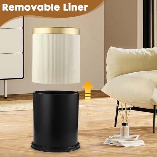 Automatic Bathroom Trash Can with Lid, Touchless Trashcan White Gold - color: White, size: 3.7 Gallon