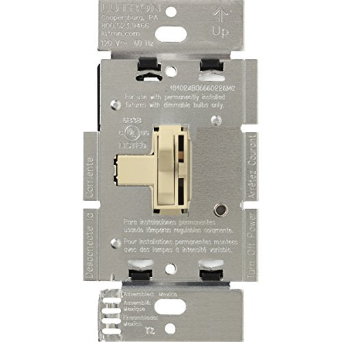 Lutron Toggler 1000-Watt Single-Pole Incandescent Dimmer Switch, AY-10P-IV, Ivory - color: Ivory