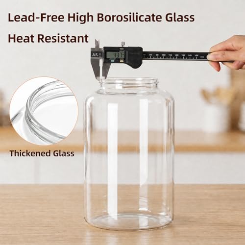 Joypeace 2 Pack 1.2 Gallon Large Glass Jars with Airtight Screw-On Lids, 155 oz Food Storage Containers, Large Canisters for Flour, Rice, Sugar, and Dry Goods to Organize Your Kitchen Pantry