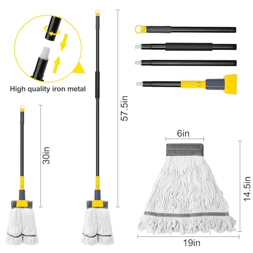 KeFanta 60" Heavy Duty Commercial Mops,Looped-End String Industrial Mop - size: 1 large industrial mop - Yellow