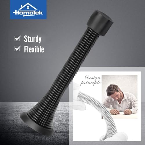 HOMOTEK 20 Pack Black Spring Door Stops,3-1/8" Heavy Duty Door Stop - Flexible Spring Door Stopper with Low Mounted Black Rubber Bumper Tips - color: Black, size: 20 Pack