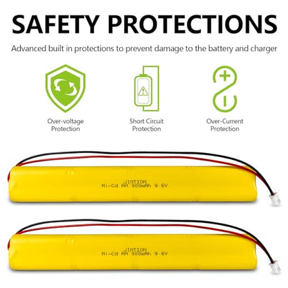 Ni-Cd 9.6V 900mAh BBAT0043A Exit Sign Emergency Light Battery, 2 Pack