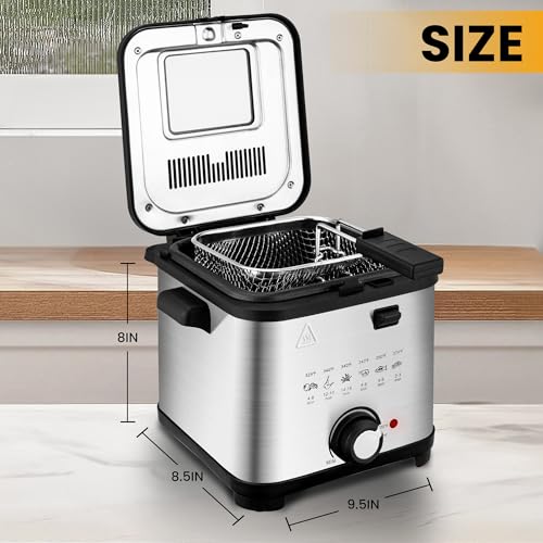 SUSTEAS Deep Fryer with Basket, 1.35Qt Electric Deep Fryer for Home Use - size: 1.5L
