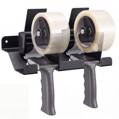 Pelopy Aluminum Wall Mount Tape Gun Holder Dispenser, Black, 2 Roll Holder - color: Black, size: 2 Roll Holder