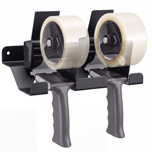 Pelopy Aluminum Wall Mount Tape Gun Holder Dispenser, Black, 2 Roll Holder - color: Black, size: 2 Roll Holder