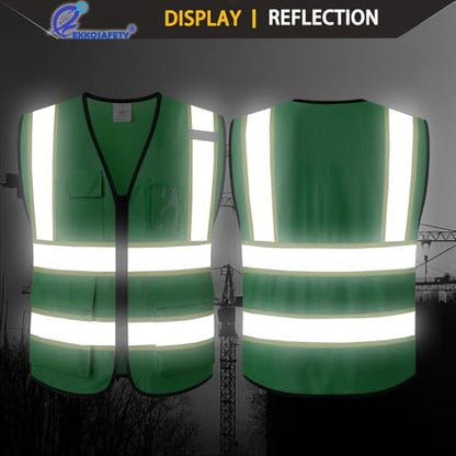 Hi Vis Reflective Safety Vest for Men Women,EK175,Green,M - color: Green, size: Medium
