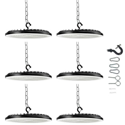 UFO LED High Bay Light 175W, 6500K Cool White Daylight LED Shop Light for Garage, Warehouse, Ceiling, Workshop, Factory, Barn, Utility & Commercial Overhead Lighting Fixture, 6 Pack - size: 175W 6500K-6 Pack