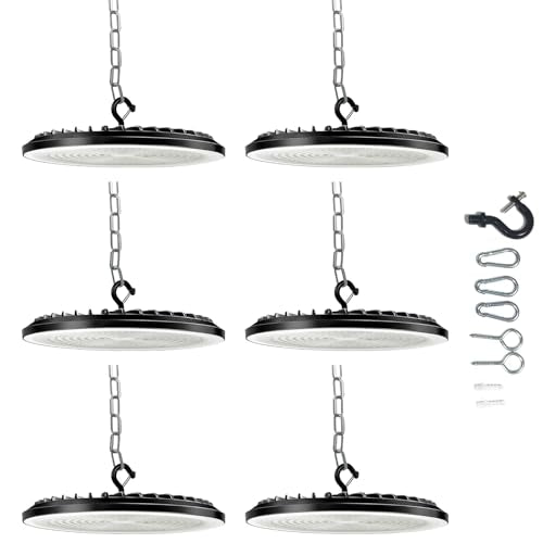 UFO LED High Bay Light 175W, 6500K Cool White Daylight LED Shop Light for Garage, Warehouse, Ceiling, Workshop, Factory, Barn, Utility & Commercial Overhead Lighting Fixture, 6 Pack - size: 175W 6500K-6 Pack