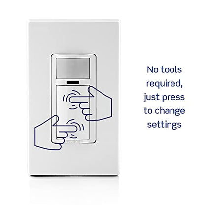 Leviton Motion Sensor Light Switch, Motion Activated, Auto-On/Auto-Off or Manual-On, 2A, No Neutral Wire Required, Single Pole, DOS02-LW, White - color: White