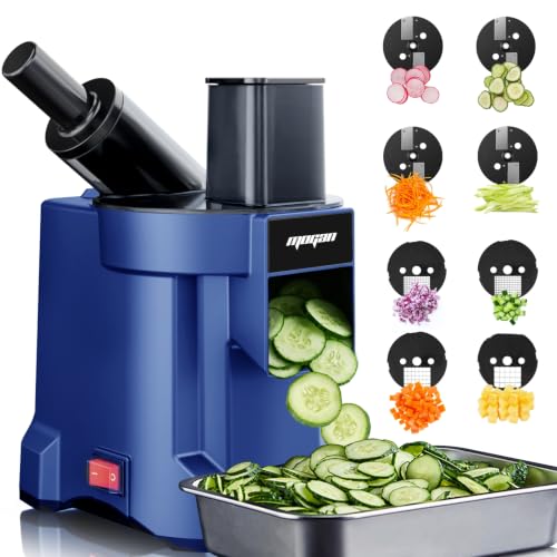 MOGAN 8-In-1 Electric Vegetable Cutter, Commercial Vegetable Dicer Slicer - color: Blue-8
