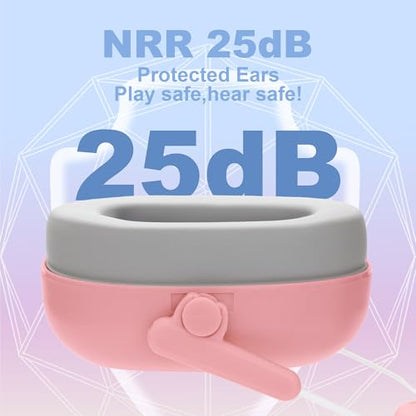 Kids Hearing Protection Earmuffs,Lightweight Adjustable for Kids 3-16 years,Noise Cancelling Headphones,25dB Sound Reduction Ideal for Concert,Firework,Airplane,Sound Proof(Pink) - color: Pink