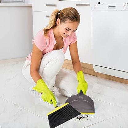 Broom and Dustpan Set,IndoorBroom with Dust pan Combo Set for Home,Angle Kitchen Broom for Floor Sweeping