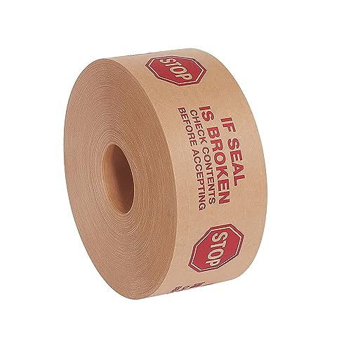 Tape Logic #7500 Pre-Printed Reinforced Water Activated Tape, -inch Stop-inch, 3-inch x 450-ft, Kraft, 10/Case (T9077500RA)