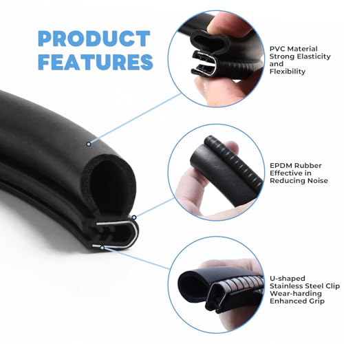 Storystore Automotive Door Weather Stripping 66Ft, Rubber Edge Trim Seal - size: 66 Feet