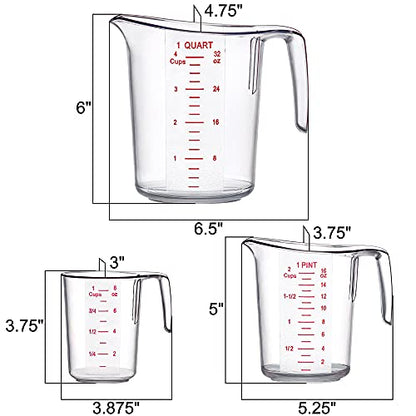 Amazing Abby - Melissa - Plastic Measuring Cups (3-Piece Set), Food-Grade Measuring Jugs, 1/2/4-Cup Capacity, Unbreakable, Stackable, Dishwasher-Safe, Great for Oil, Vinegar, Flour, and More