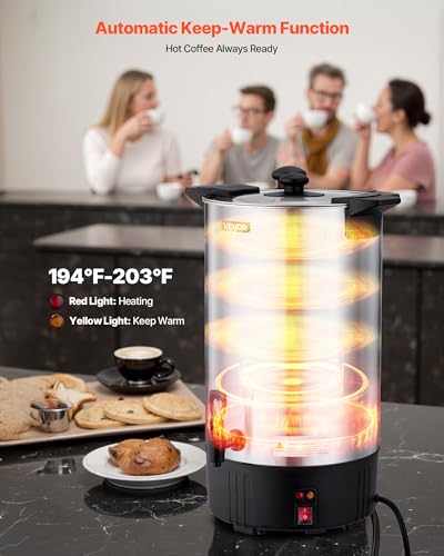VEVOR Commercial Coffee Urn, 100 Cup 15 L Hot Beverage Dispenser with Dripless Faucet, Quick-Brewing Stainless Steel Large Commercial Coffee Maker, for Catering, Business, Party, Church & Restaurant - size: 100Cups