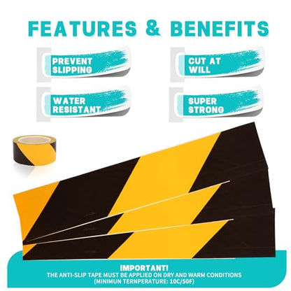 Black Yellow Floor Marking Tape, 2 in x 110 ft, Adhesive Safety Tape - color: Black & Yellow PET Tape, size: 2 Inch x 110 FT
