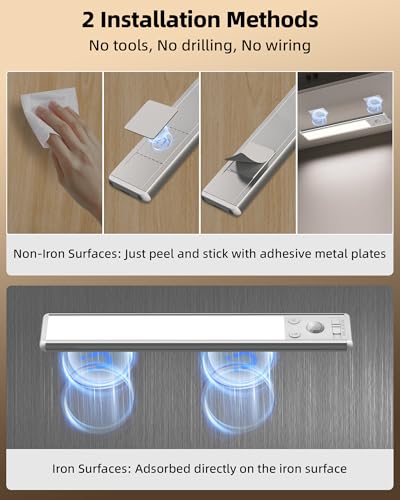 EZVALO 8" Rechargeable Motion Sensor Lights, Under Cabinet Lights - color: Silver, size: 8 Inch