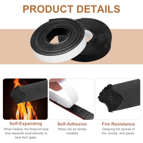 Smoke Fire Seal Strip 9.8Ft 20mm/0.79" Wx 2mm/0.08" T Black - color: Black, size: 9.8FT x 20mm / 0.79" W x 2mm / 0.08" T