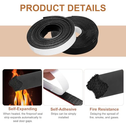 Smoke Fire Seal Strip 9.8Ft 20mm/0.79" Wx 2mm/0.08" T Black - color: Black, size: 9.8FT x 20mm / 0.79" W x 2mm / 0.08" T